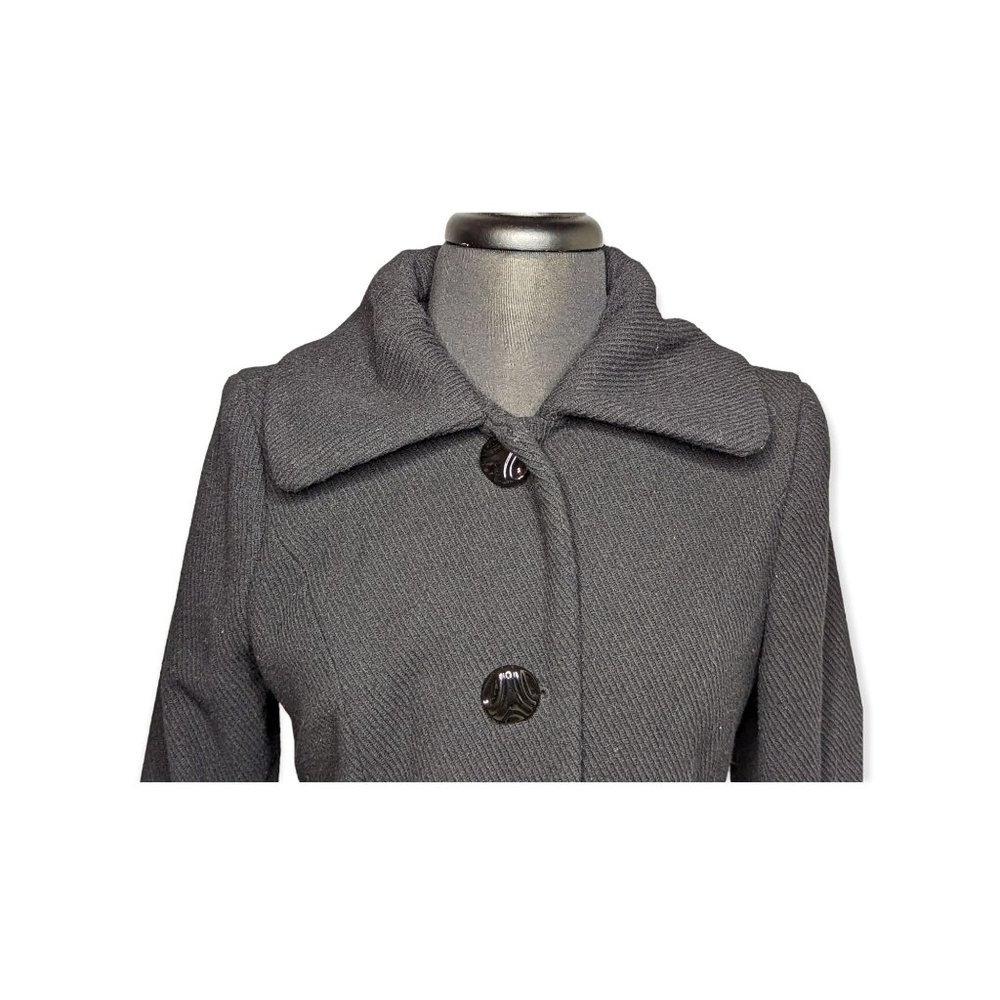 George Black Button Down Wool Blend Coat Size Medium - Picture 7 of 13